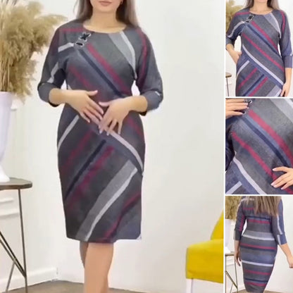 Жените кръгла врата пачуърк хлабав годни рокля