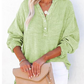 ✨Женски ежедневни марля бутон врата дълъг ръкав блуза