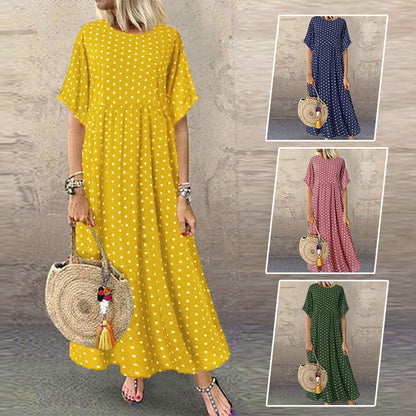 Женски полка точка печат случайни макси рокля