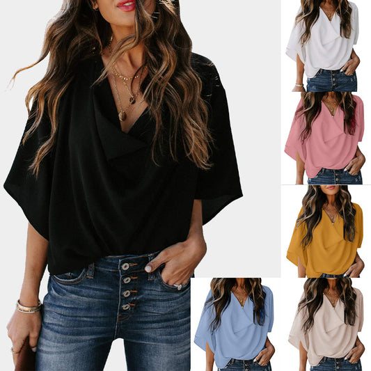 Блуза с V-образно деколте