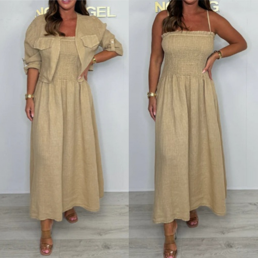 Комплект от 2 части за жени с късо яке и рокля със спагети