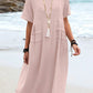 💃Женски рокли с кръгло деколте от памучен лен