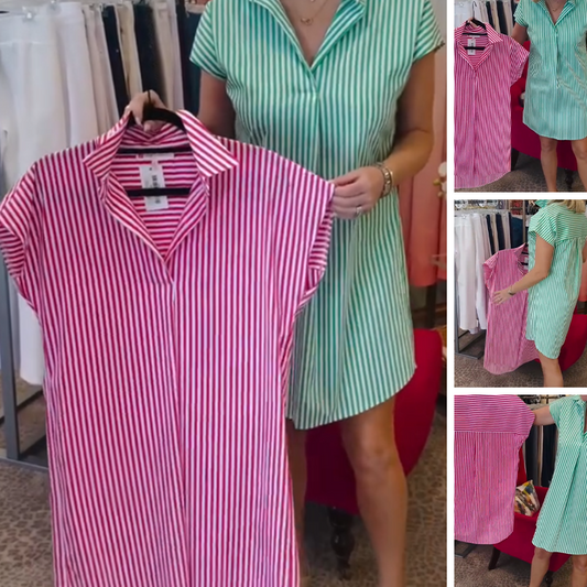 💗Специални предложения за лятото✨Женска мини рокля с V-образно деколте и райе