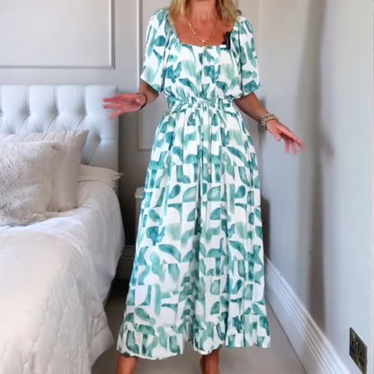 Дамска плавна макси рокля с квадратно деколте