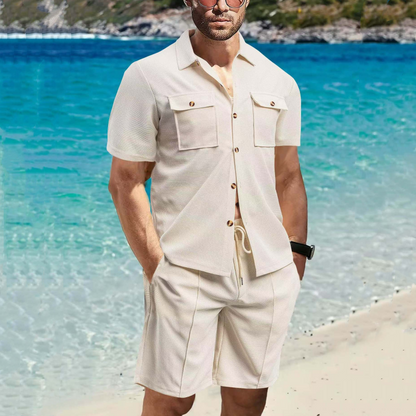 Мъжки ризи с къс ръкав ＆ Къси панталони комплект от 2 части