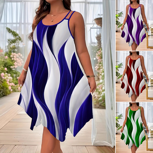 Жени Мода без ръкави двойна каишка Midi рокля