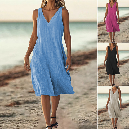 🎀Дамска рокля без ръкави със заострено деколте