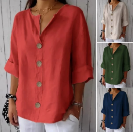 👚Дамска блуза със свободна кройка и копчета