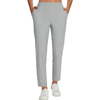 👖 50% RABATT – Høytaljede cargo-bukser – 4-veis stretch – glidelåslommer – pustende & hurtigtørkende – fra gym til gate – for hverdag og trening