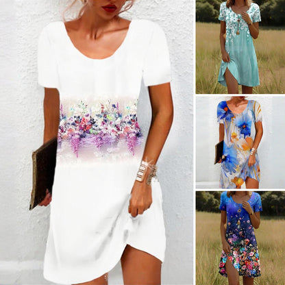 Случайна флорална рокля за жени