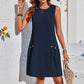 Дамска мини рокля без ръкави A-линия