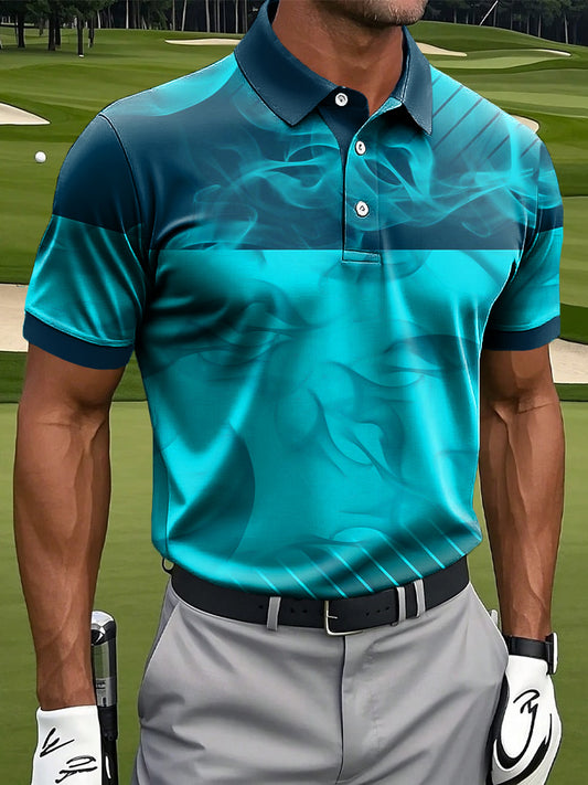 Мъжки класически раирани артистичен печат случайни бизнес поло риза