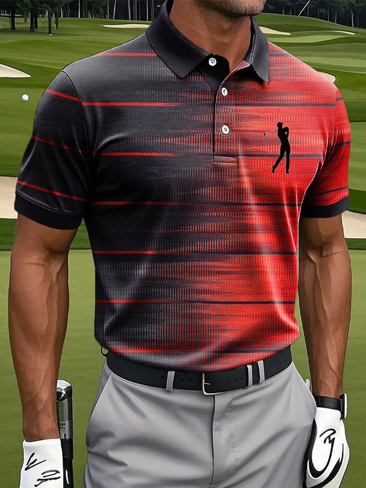 Мъжки ретро градиент райета пачуърк изкуство печат случайни бизнес поло риза