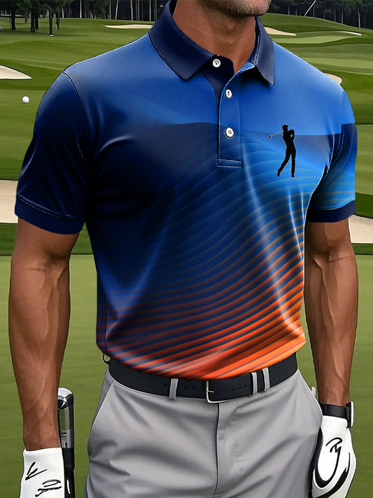 Мъжки ретро абстрактни цветни текстурирани изкуство печат случайни бизнес поло риза