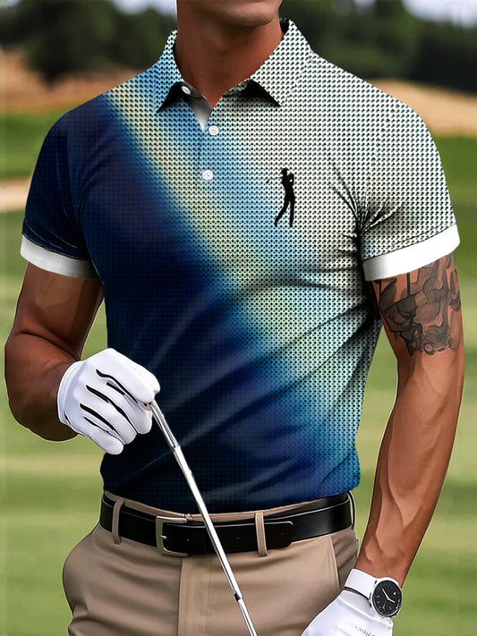 Мъжки голф градиент текстура изкуство печат случайни бизнес поло риза