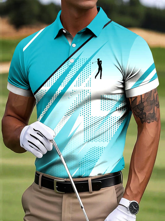Мъжки голф градиент линия изкуство печат случайни бизнес поло риза