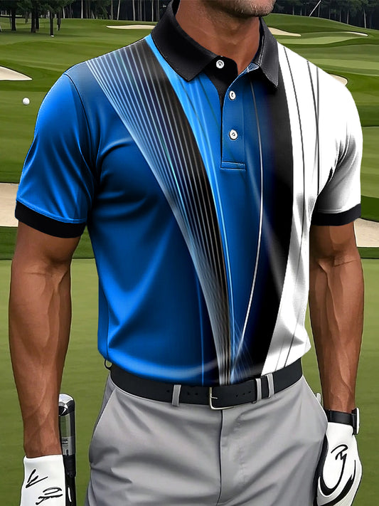 Мъжки ретро градиент ивица текстурирани изкуство печат случайни бизнес поло риза