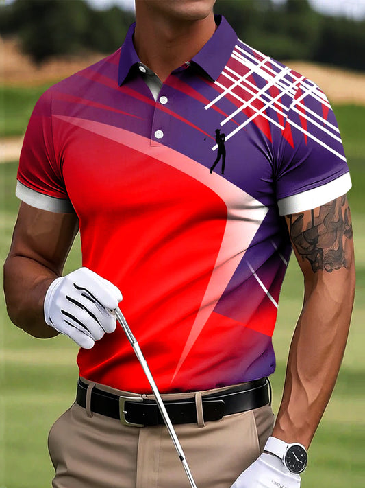 Мъжки голф абстрактна линия изкуство печат случайни бизнес поло риза