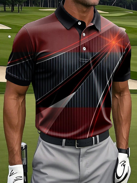 Мъжки ретро градиент райета пачуърк изкуство печат случайни бизнес поло риза