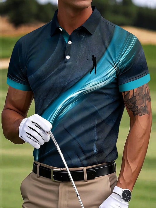 Мъжки голф абстрактна текстура изкуство печат случайни бизнес поло риза