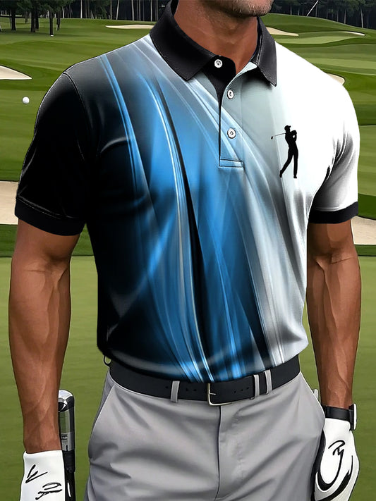 Мъжки ретро абстрактна линия изкуство печат случайни бизнес поло риза