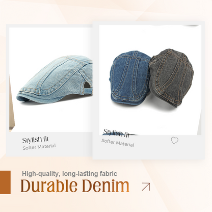 🔥 50% RABATT 🔥 Unisex Jeans Avislue – Klassisk Newsboy-Stil, Justerbar & Allsidig for Dame & Herre 🧢✨