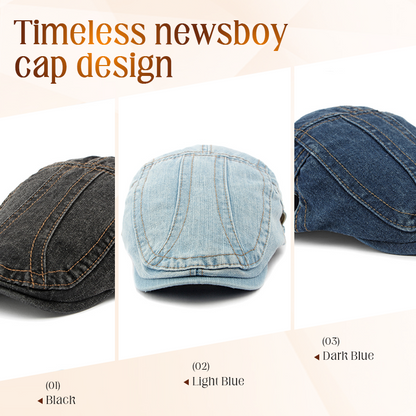 🔥 50% RABATT 🔥 Unisex Jeans Avislue – Klassisk Newsboy-Stil, Justerbar & Allsidig for Dame & Herre 🧢✨