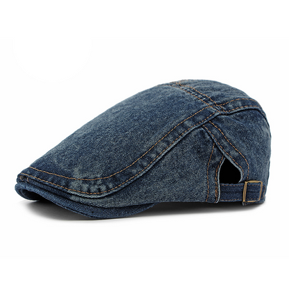 🔥 50% RABATT 🔥 Unisex Jeans Avislue – Klassisk Newsboy-Stil, Justerbar & Allsidig for Dame & Herre 🧢✨