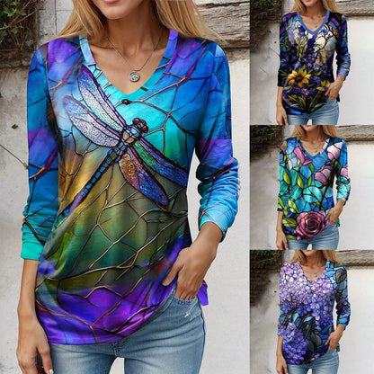 🍁2025 есенна колекция дамска риза с дълъг ръкав и принт