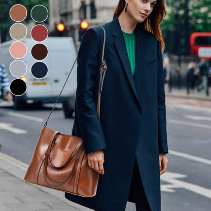 Висококачествена дамска чанта от кожа в ретро стил, подходяща за носене през рамо