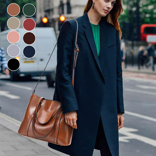 Висококачествена дамска чанта от кожа в ретро стил, подходяща за носене през рамо