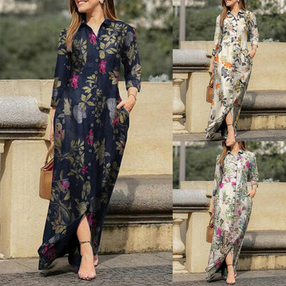 🌺Дамски празнични рокли с флорален принт