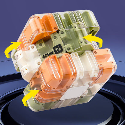 Забавен 3D лабиринт с подвижна кубче-пъзел