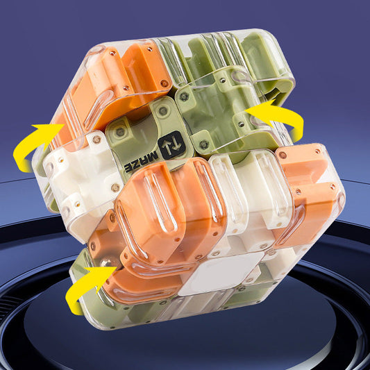 Забавен 3D лабиринт с подвижна кубче-пъзел