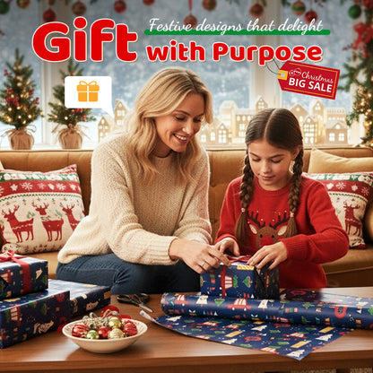 🌟 🎅Голяма Хартия за Подаръци за Коледа | Ярки Цветове и Устойчив Материал🏵️ ✨