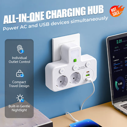 Интелигентен удължител с USB портове (европейски щепсел)
