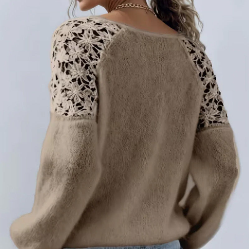 ⏳Time-Limited Special⏰Women's Crochet Lace Lantern Sleeve Sweater👚🌸