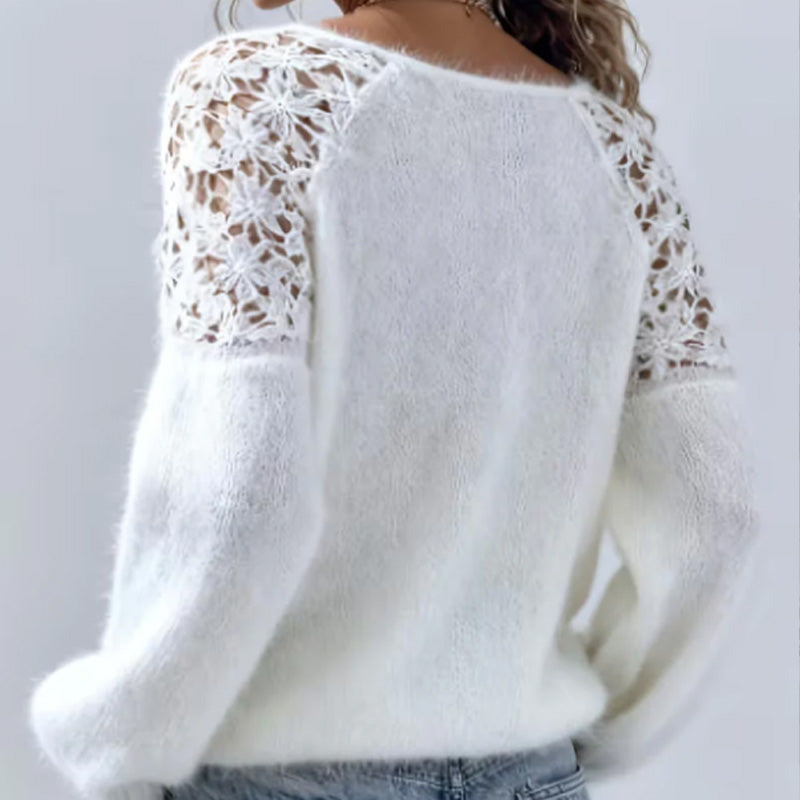⏳Time-Limited Special⏰Women's Crochet Lace Lantern Sleeve Sweater👚🌸