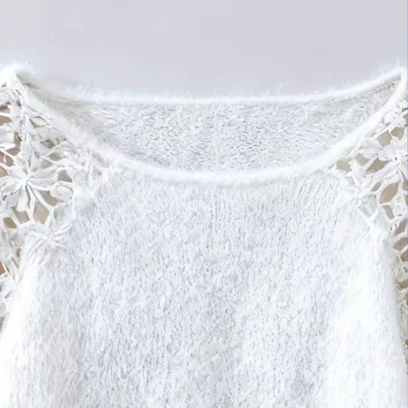 ⏳Time-Limited Special⏰Women's Crochet Lace Lantern Sleeve Sweater👚🌸