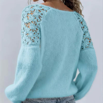 ⏳Time-Limited Special⏰Women's Crochet Lace Lantern Sleeve Sweater👚🌸
