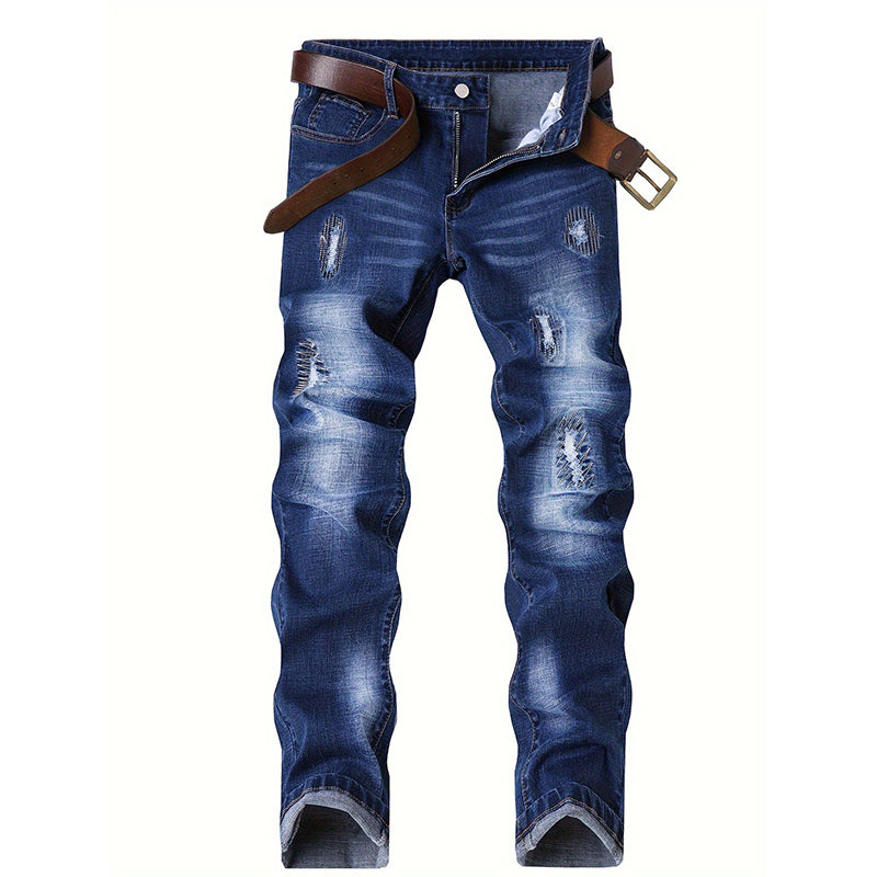 Men’s Straight Fit Distressed Denim Jeans