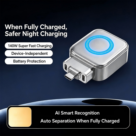 🌞⚡ 140 W USB-C PD 3.1 зарядно устройство с AI функция за автоматично изключване и интелигентна защита на батерията – универсално за iPhone, MacBook и таблети