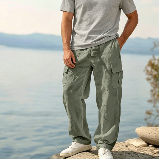 Men's Cotton Linen Cargo Pants