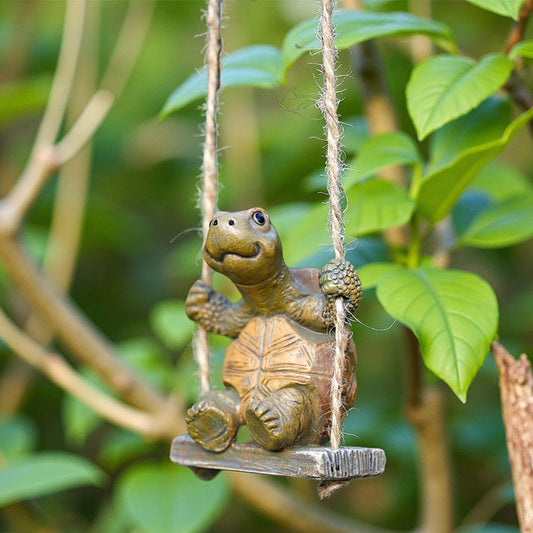 🐢🌿 Очарователна декоративна люлка с костенурка за градина и дом