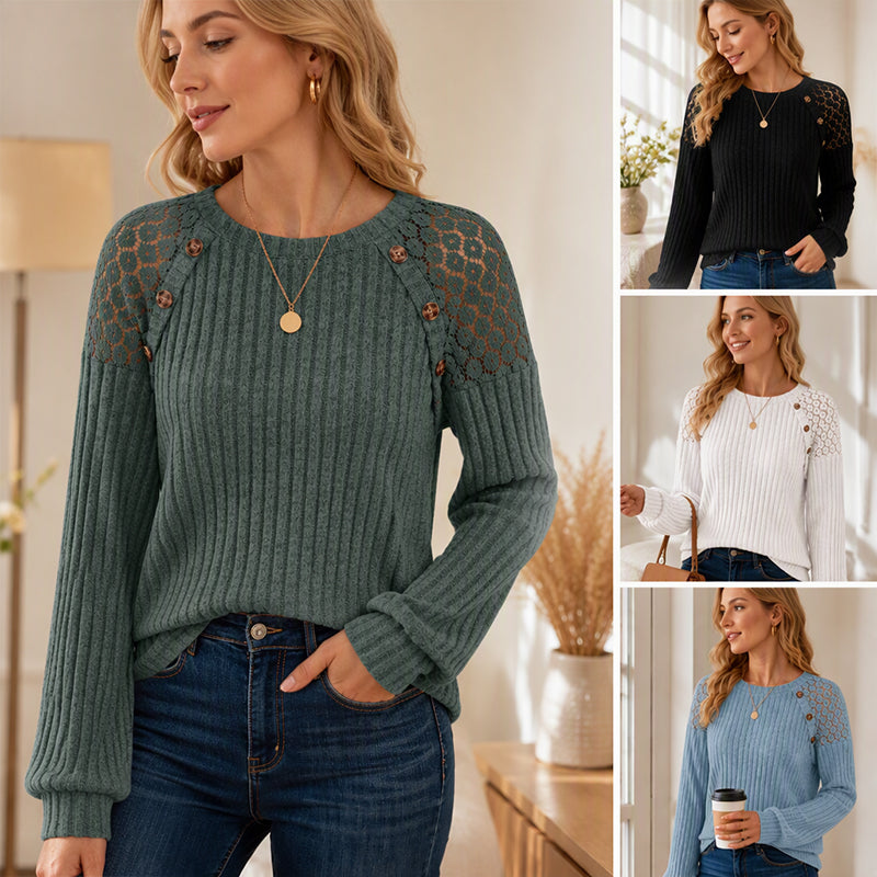 🔥 50% RABATT 🔥 Langermet Ribbestrikket Fritidstrøye for Kvinner – Myk, Pustende & Allsidig 👚✨