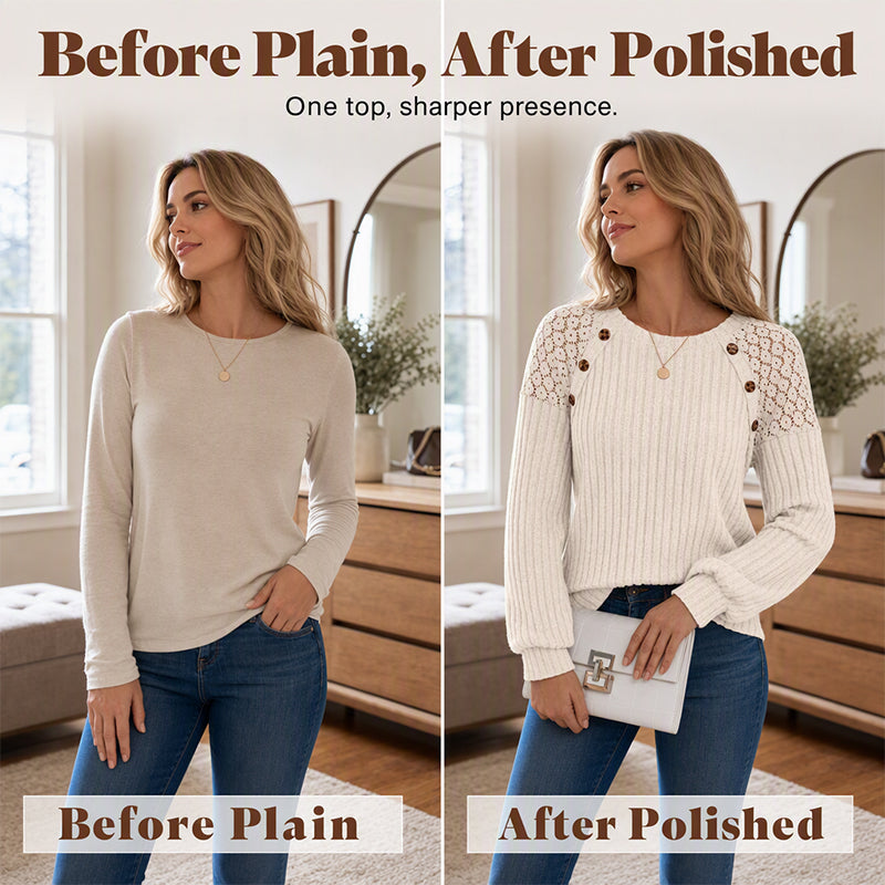 🔥 50% RABATT 🔥 Langermet Ribbestrikket Fritidstrøye for Kvinner – Myk, Pustende & Allsidig 👚✨