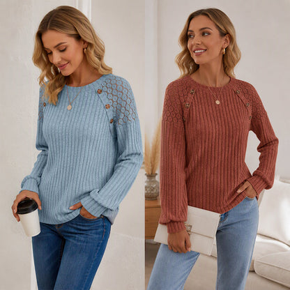 🔥 50% RABATT 🔥 Langermet Ribbestrikket Fritidstrøye for Kvinner – Myk, Pustende & Allsidig 👚✨