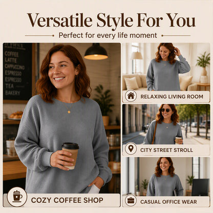 🔥 50% RABATT 🔥 Sweatshirt med Vaffeltekstur – Ledig Passform & Klassisk Stil for Ethvert Casual Antrekk 👚