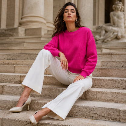 🔥 50% RABATT 🔥 Sweatshirt med Vaffeltekstur – Ledig Passform & Klassisk Stil for Ethvert Casual Antrekk 👚