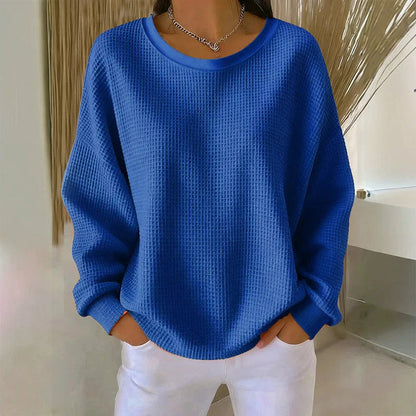🔥 50% RABATT 🔥 Sweatshirt med Vaffeltekstur – Ledig Passform & Klassisk Stil for Ethvert Casual Antrekk 👚